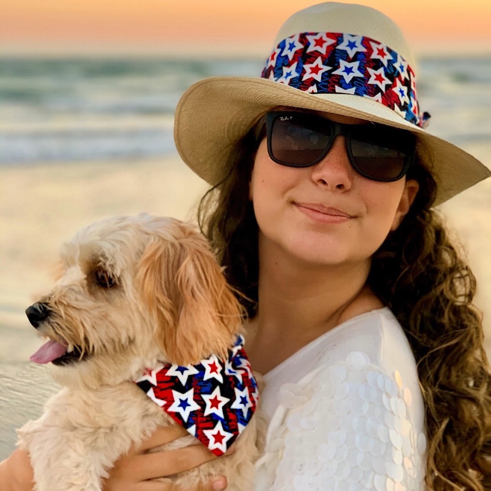 Small reversible dog bandana and matching tie band